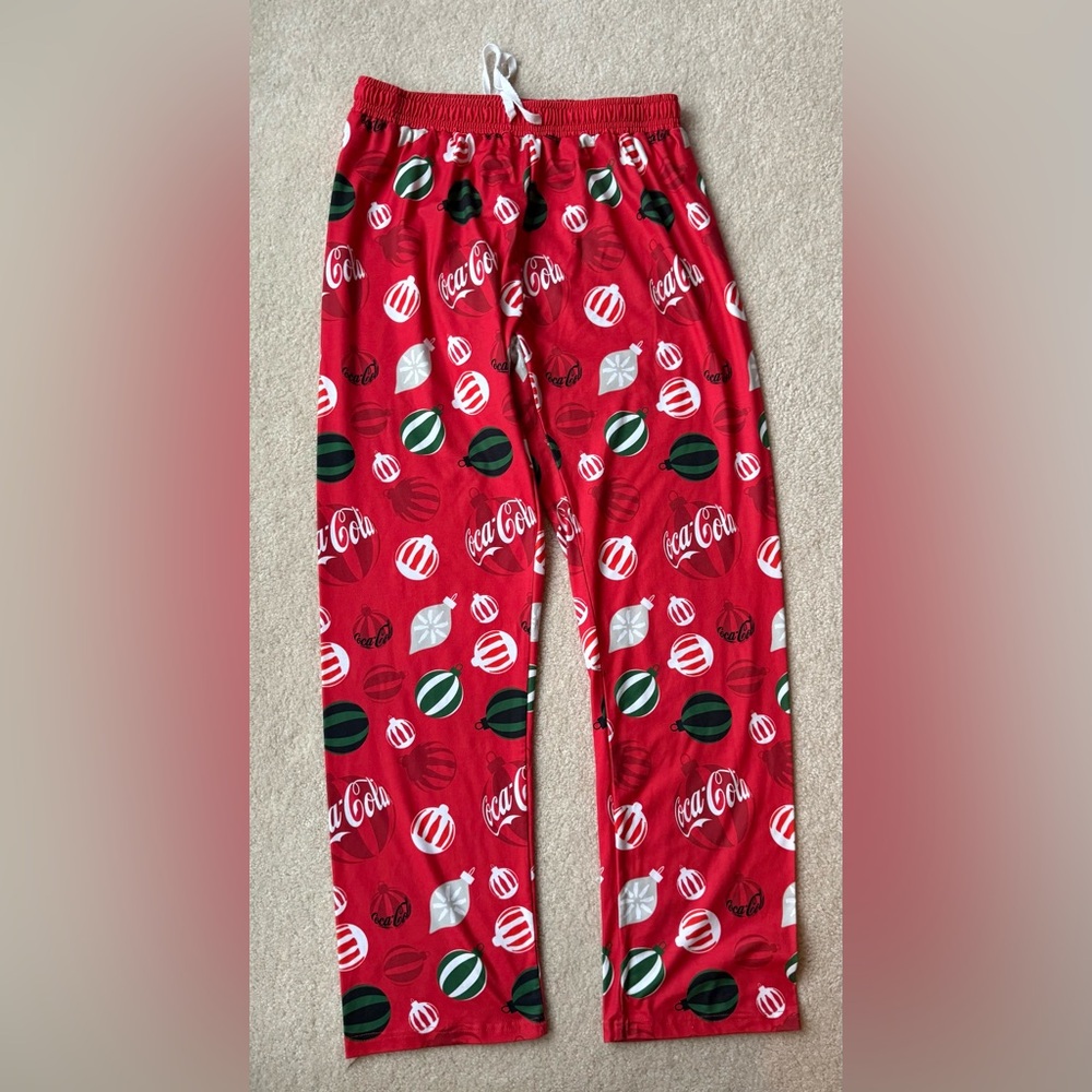 Men’s Coca Cola Coke Christmas Ornaments Festive Red Pajama Bottoms size M